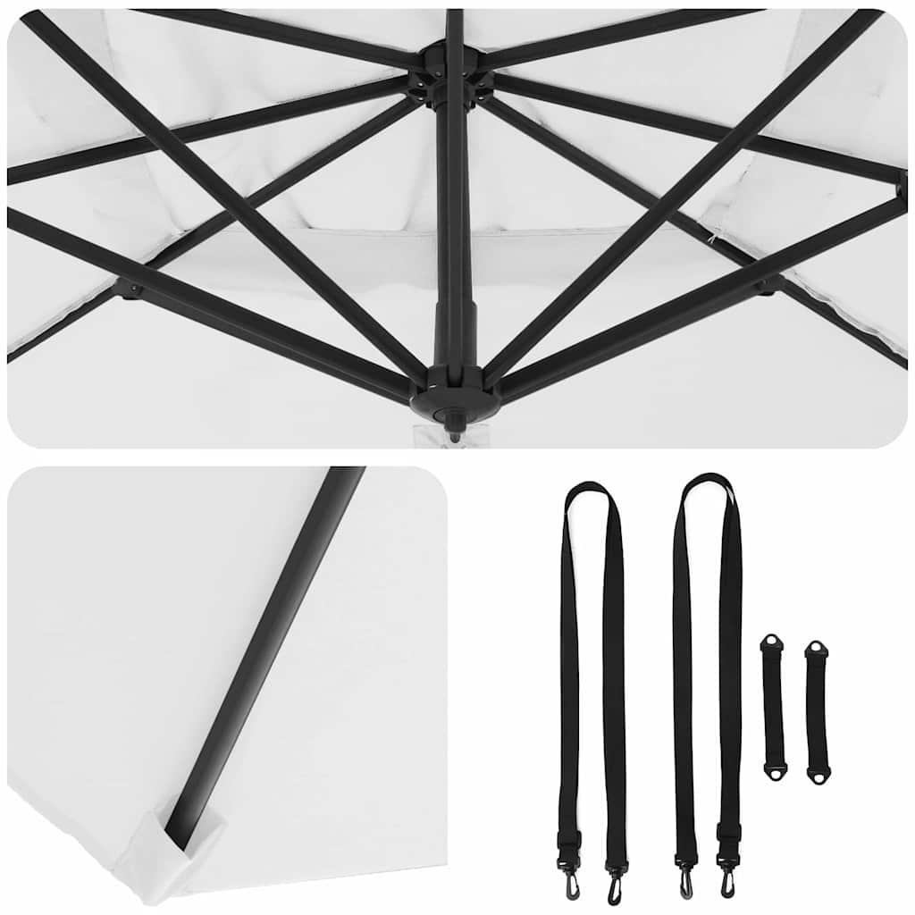 Roma Parasol Beige 286 x 285 x 265 cm Polyester and Aluminium