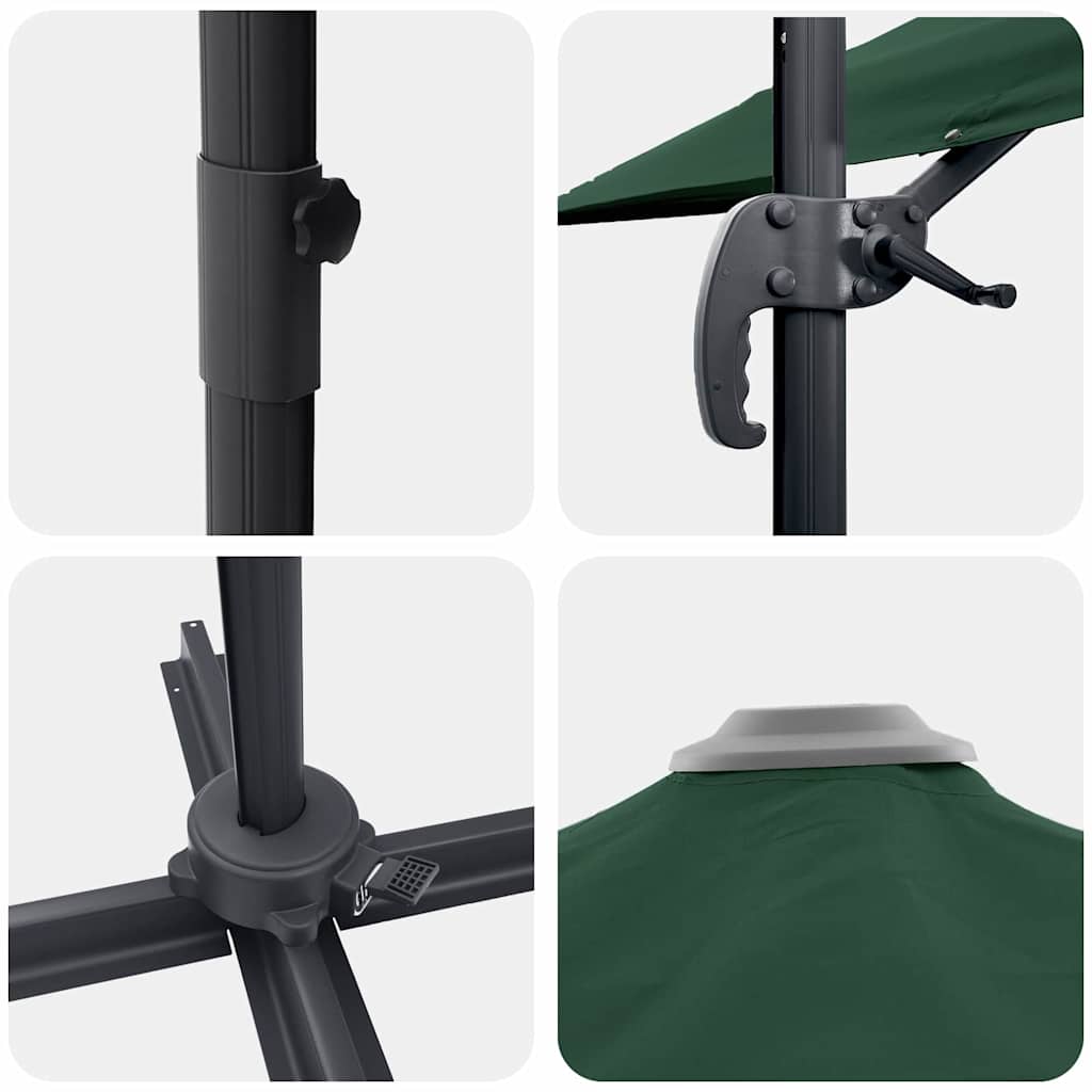 Roma Parasol Green 286 x 285 x 265 cm Polyester and Aluminium