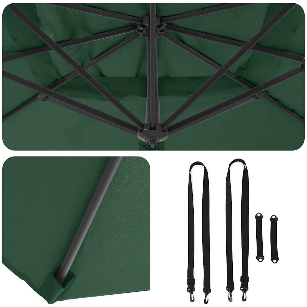 Roma Parasol Green 286 x 285 x 265 cm Polyester and Aluminium