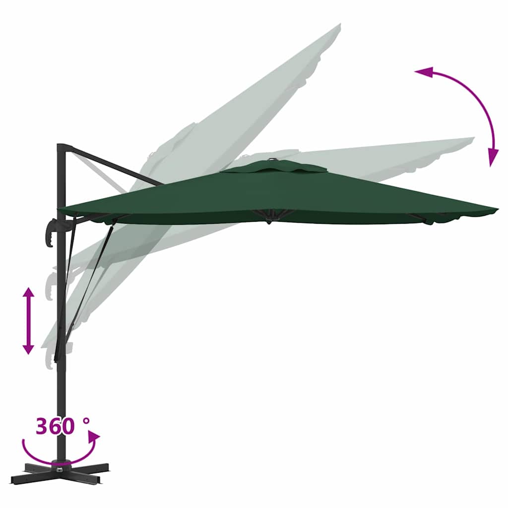 Roma Parasol Green 286 x 285 x 265 cm Polyester and Aluminium