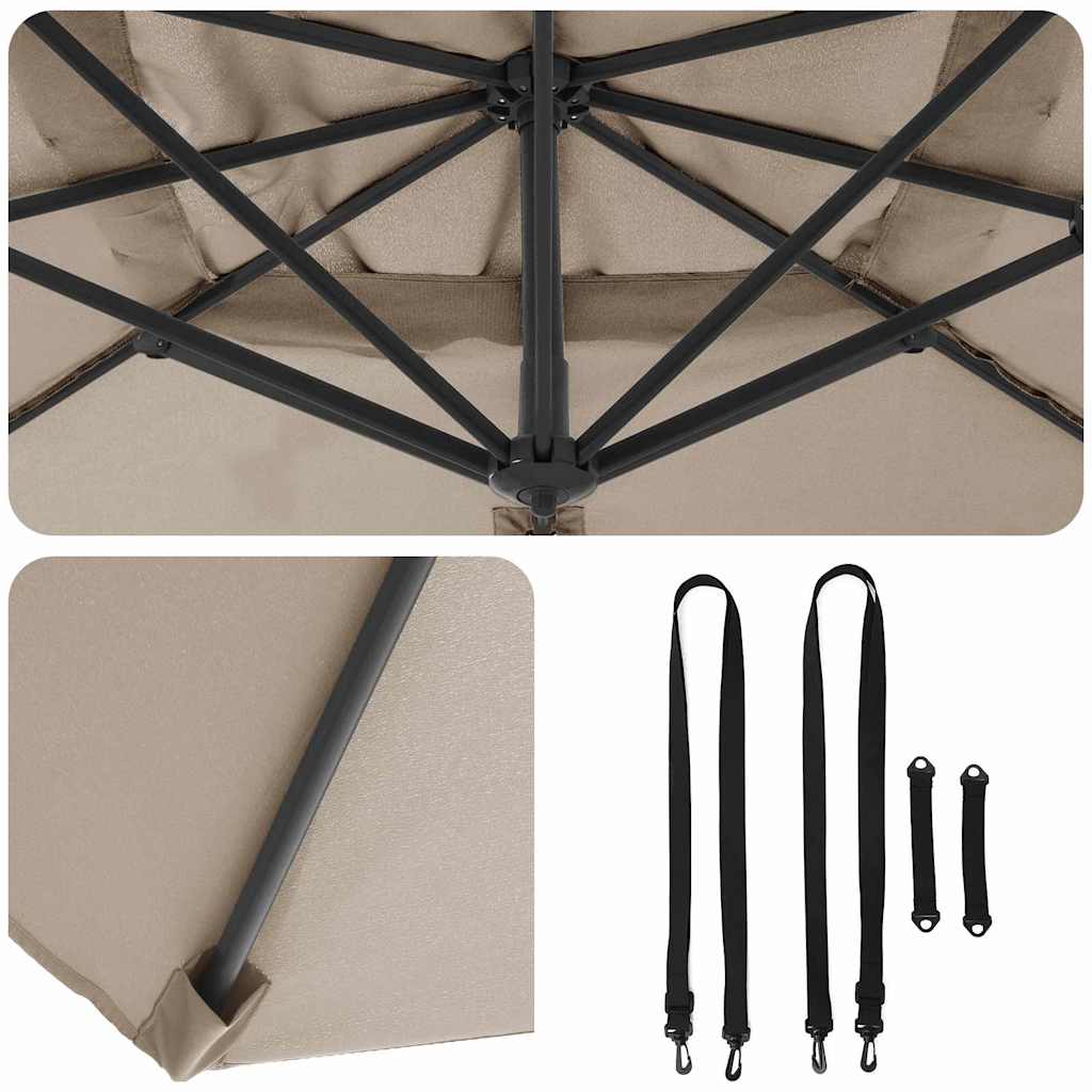 Roma Parasol Taupe 286 x 285 x 265 cm Polyester and Aluminium