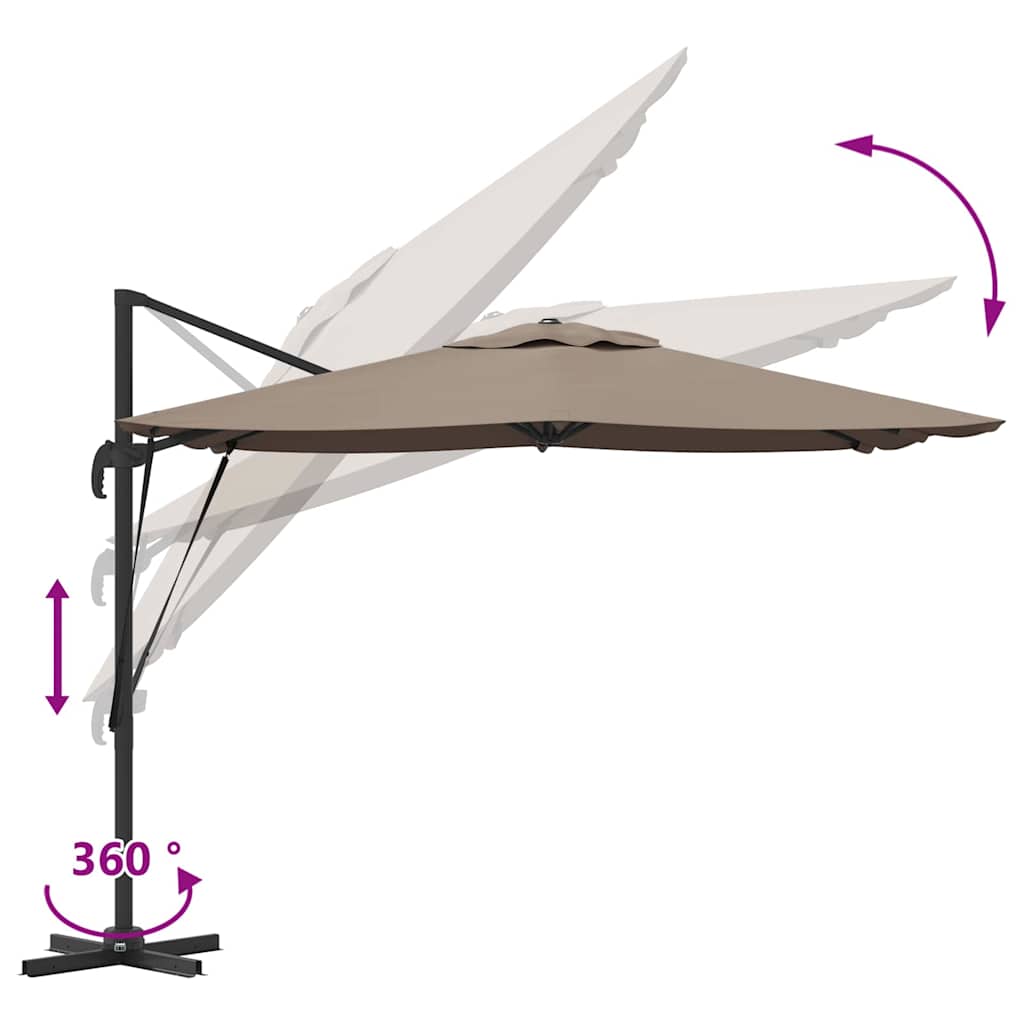 Roma Parasol Taupe 286 x 285 x 265 cm Polyester and Aluminium