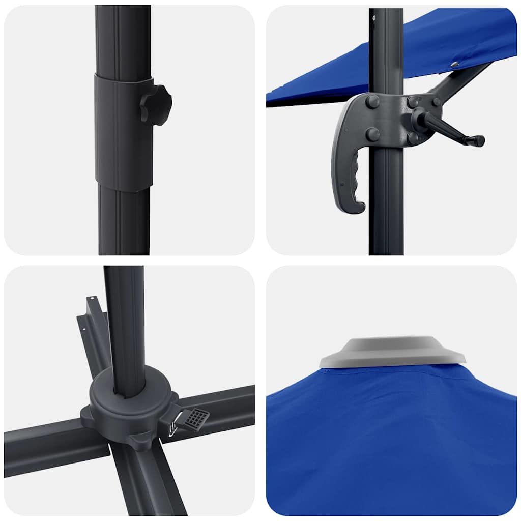Roma Parasol Blue 286 x 285 x 265 cm Polyester and Aluminium