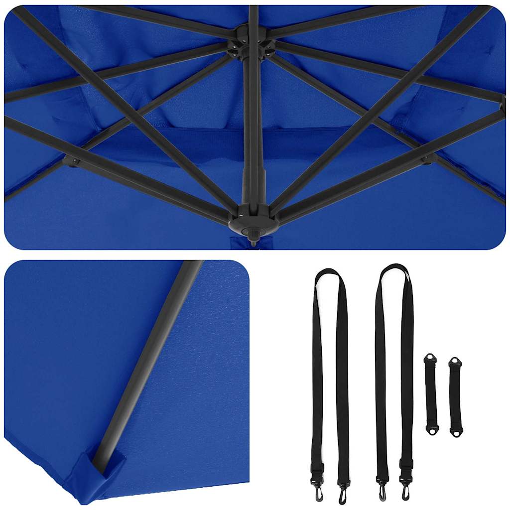 Roma Parasol Blue 286 x 285 x 265 cm Polyester and Aluminium