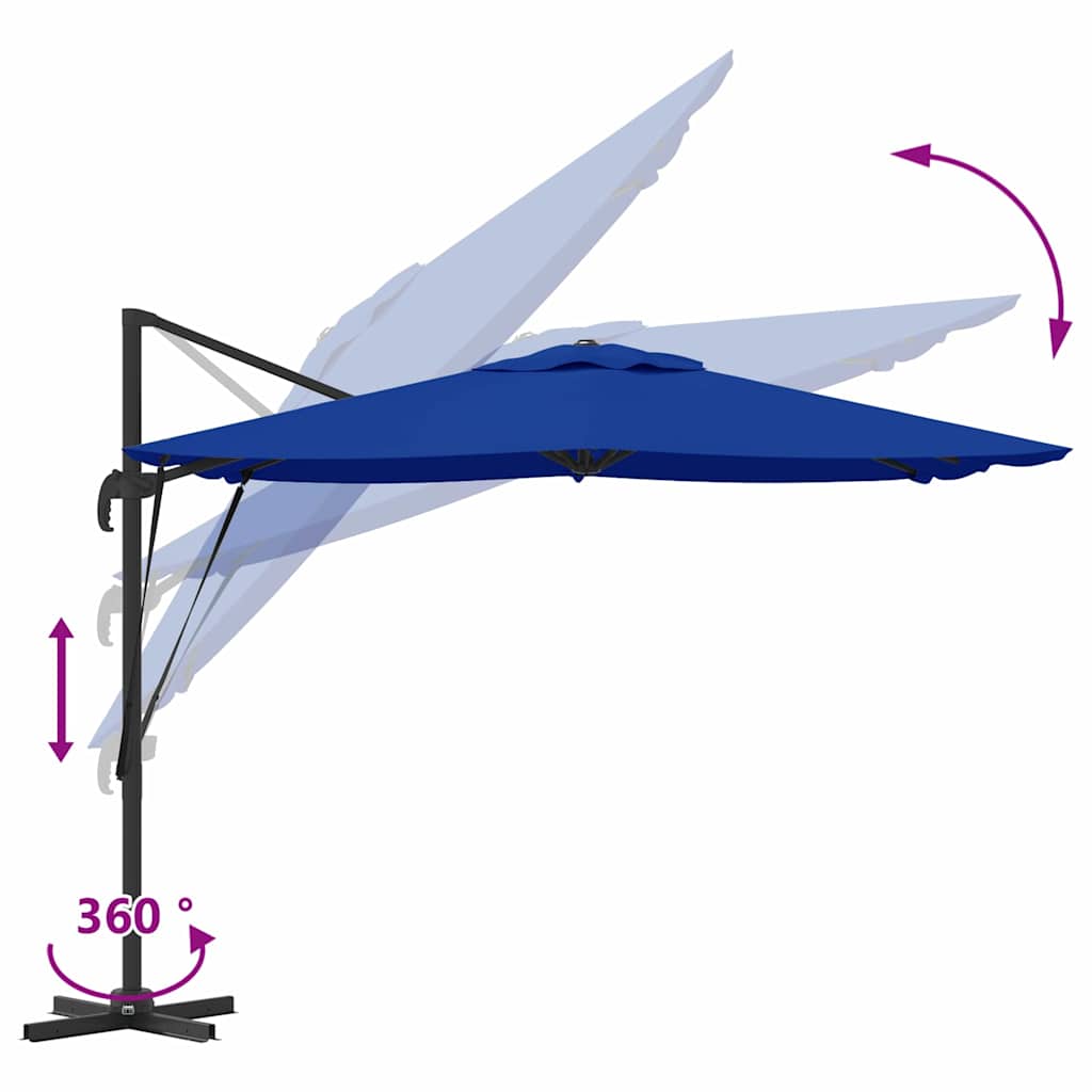 Roma Parasol Blue 286 x 285 x 265 cm Polyester and Aluminium