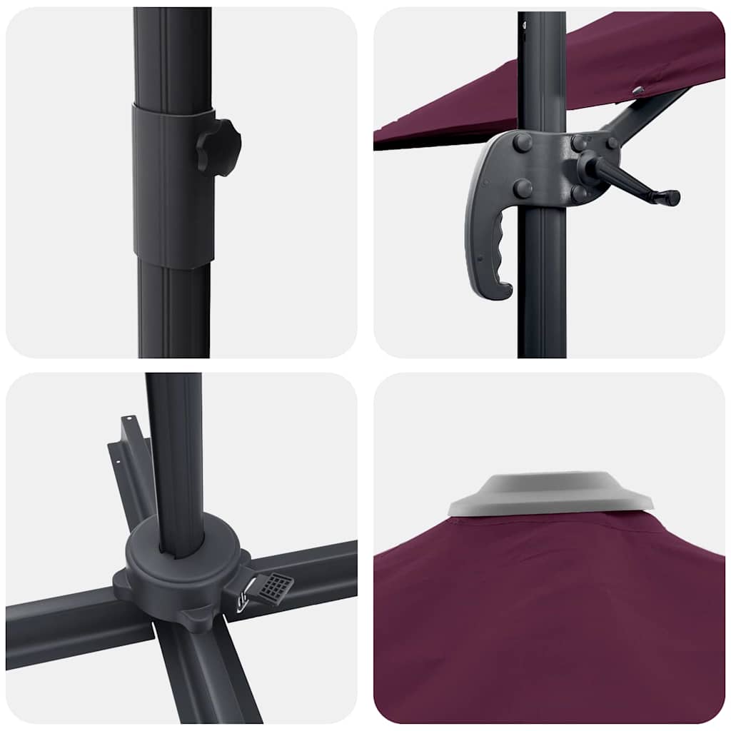 Roma Parasol Red 286 x 285 x 265 cm Polyester and Aluminium