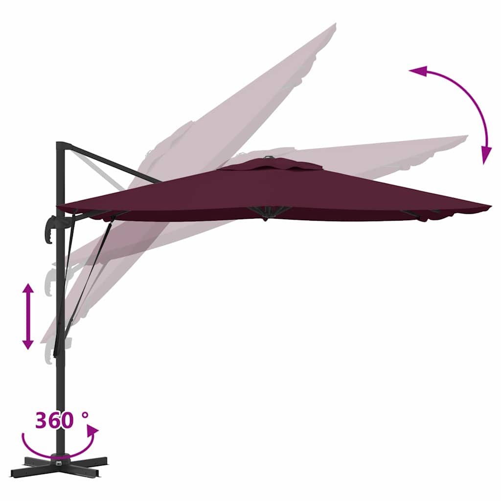 Roma Parasol Red 286 x 285 x 265 cm Polyester and Aluminium
