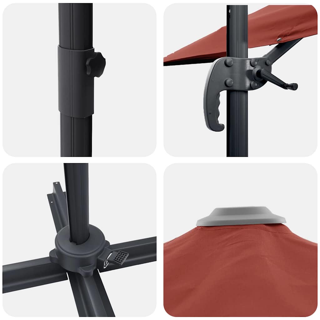 Roma Parasol Red 286 x 285 x 265 cm Polyester and Aluminium