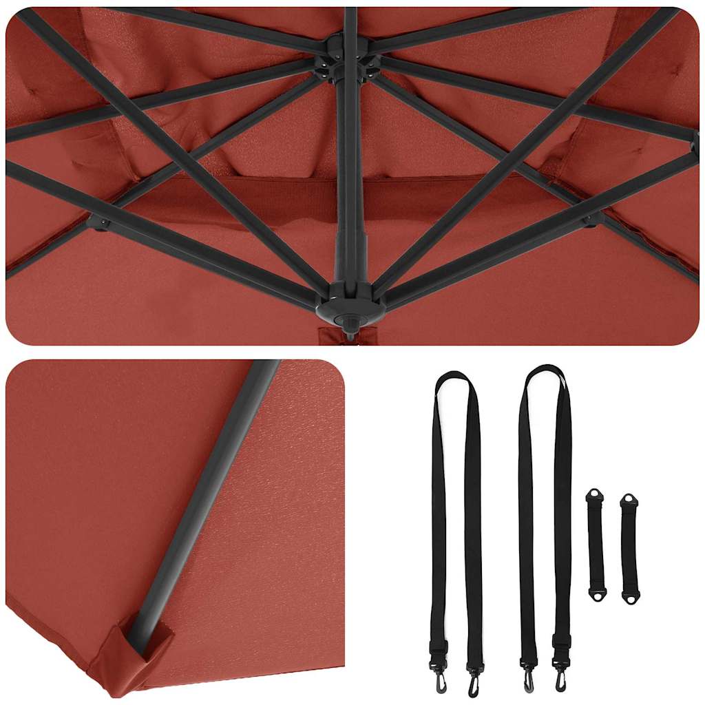 Roma Parasol Red 286 x 285 x 265 cm Polyester and Aluminium