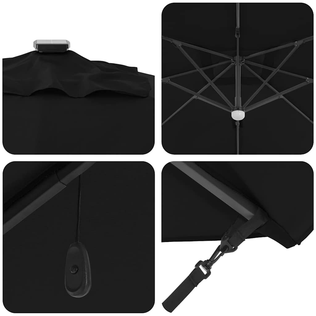 Roma Parasol Black 286 x 285 x 270 cm Aluminium and Polyester