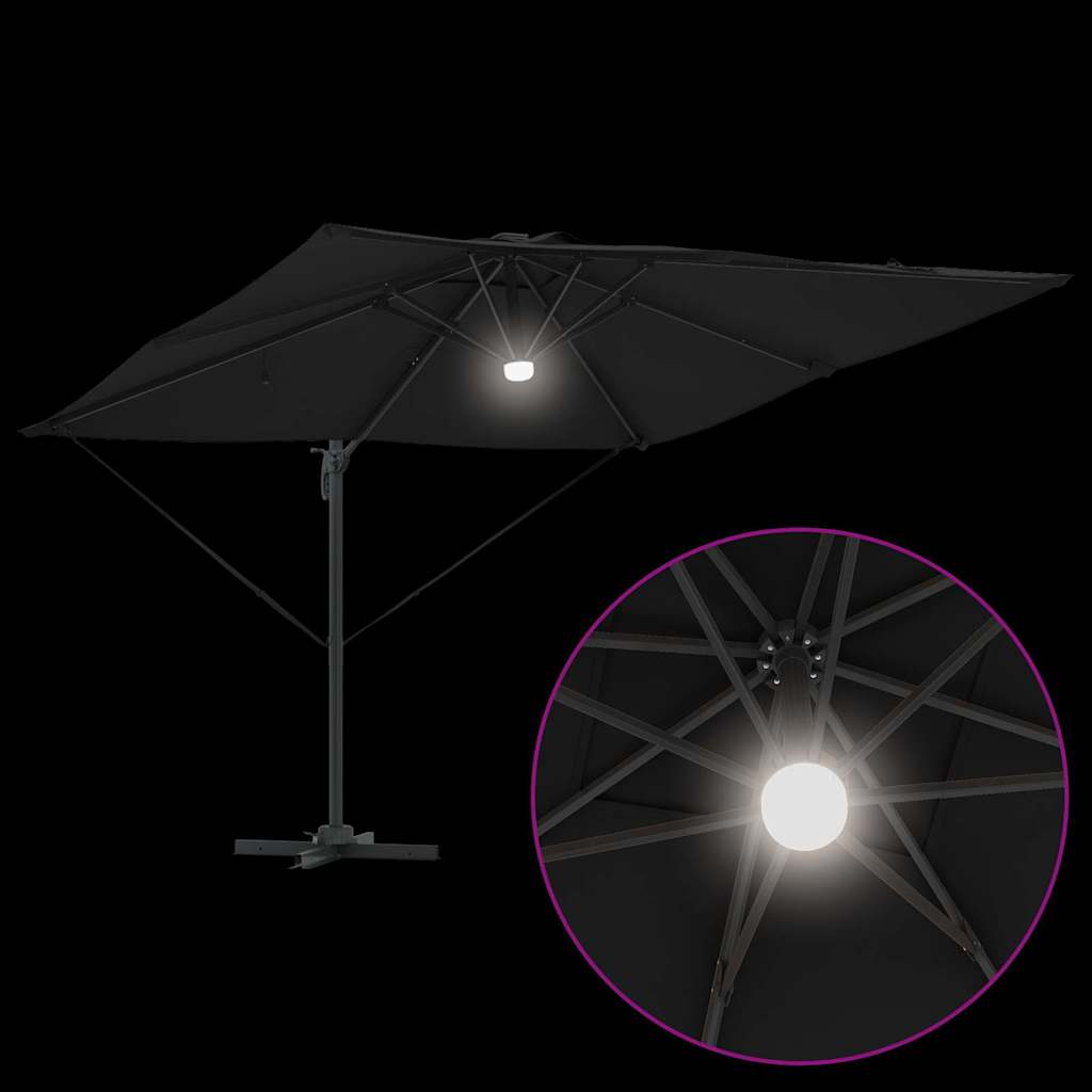 Roma Parasol Black 286 x 285 x 270 cm Aluminium and Polyester