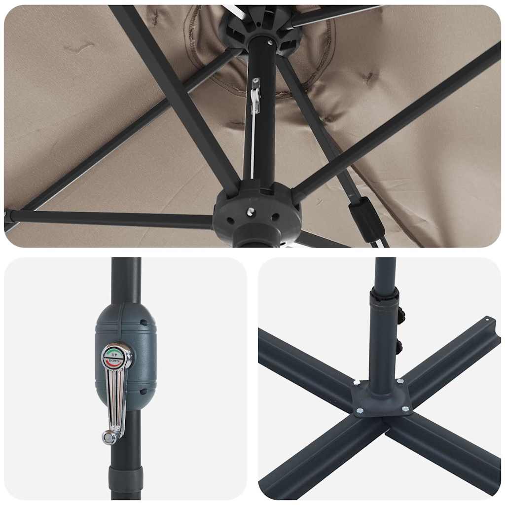 Garden Parasol Taupe 370 x 197 x 239 cm Powder-coated steel