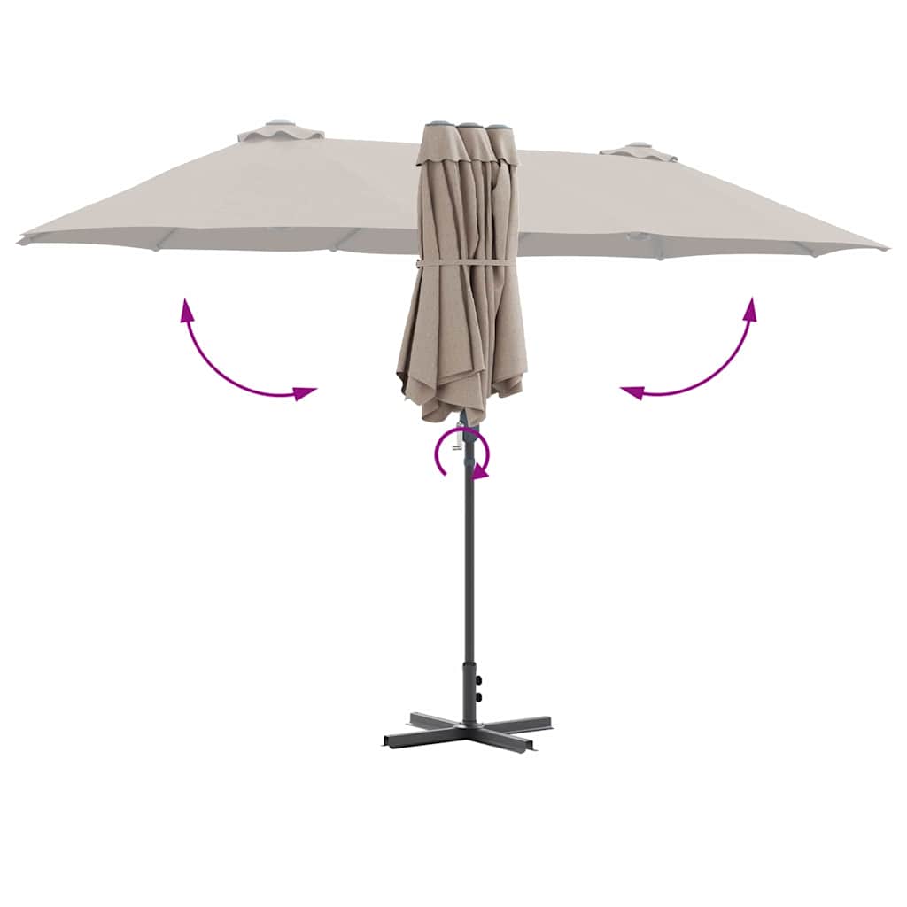 Garden Parasol Taupe 370 x 197 x 239 cm Powder-coated steel