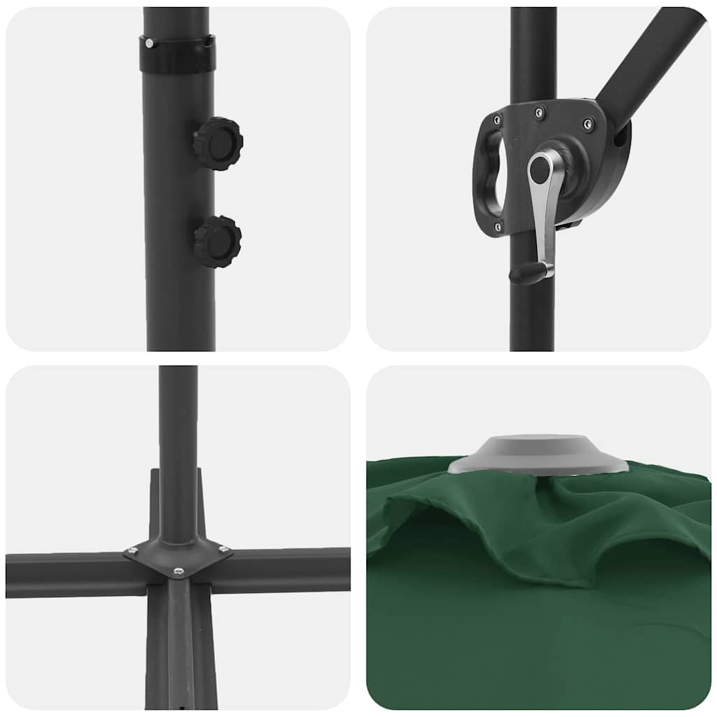 Garden Cantilever Parasol Green 372 x 198 x 243 cm