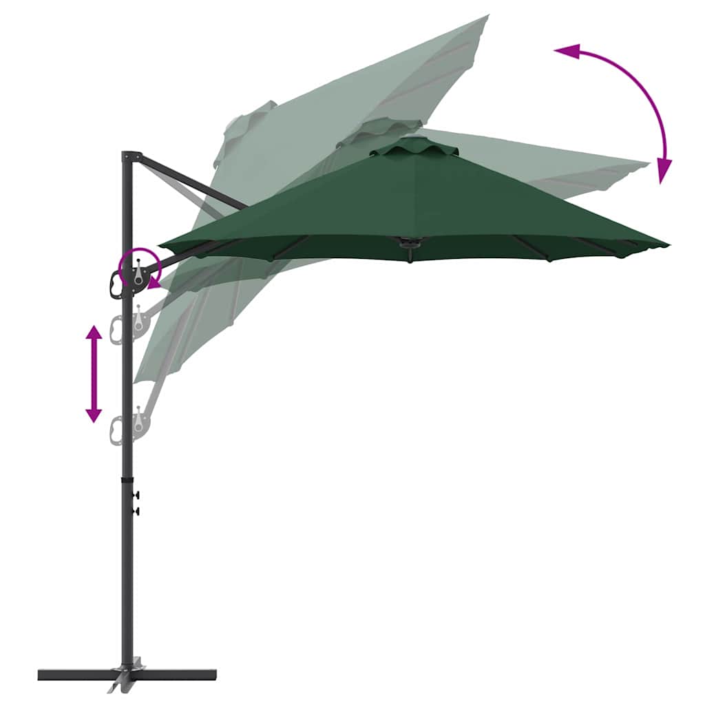 Garden Cantilever Parasol Green 372 x 198 x 243 cm