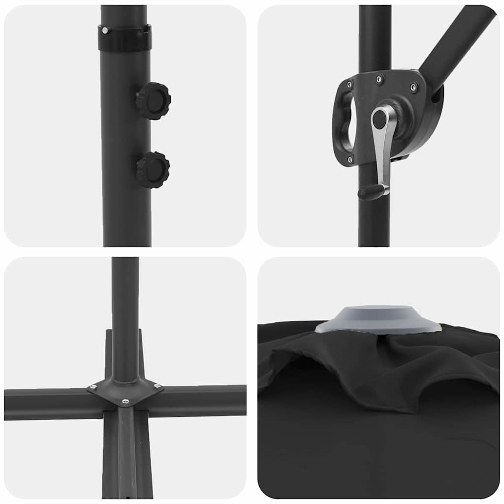 Garden Cantilever Parasol Black 372 x 198 x 243 cm