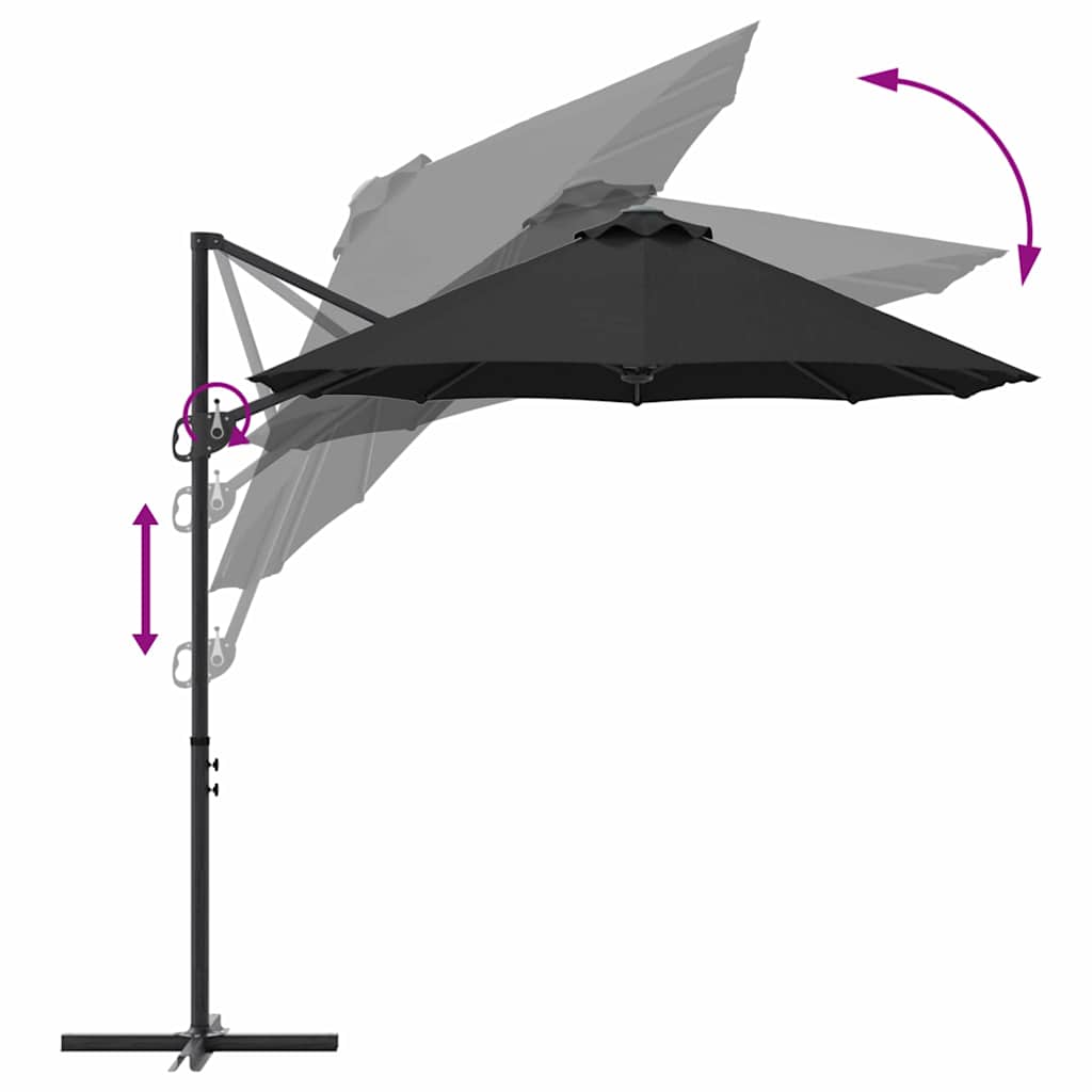 Garden Cantilever Parasol Black 372 x 198 x 243 cm