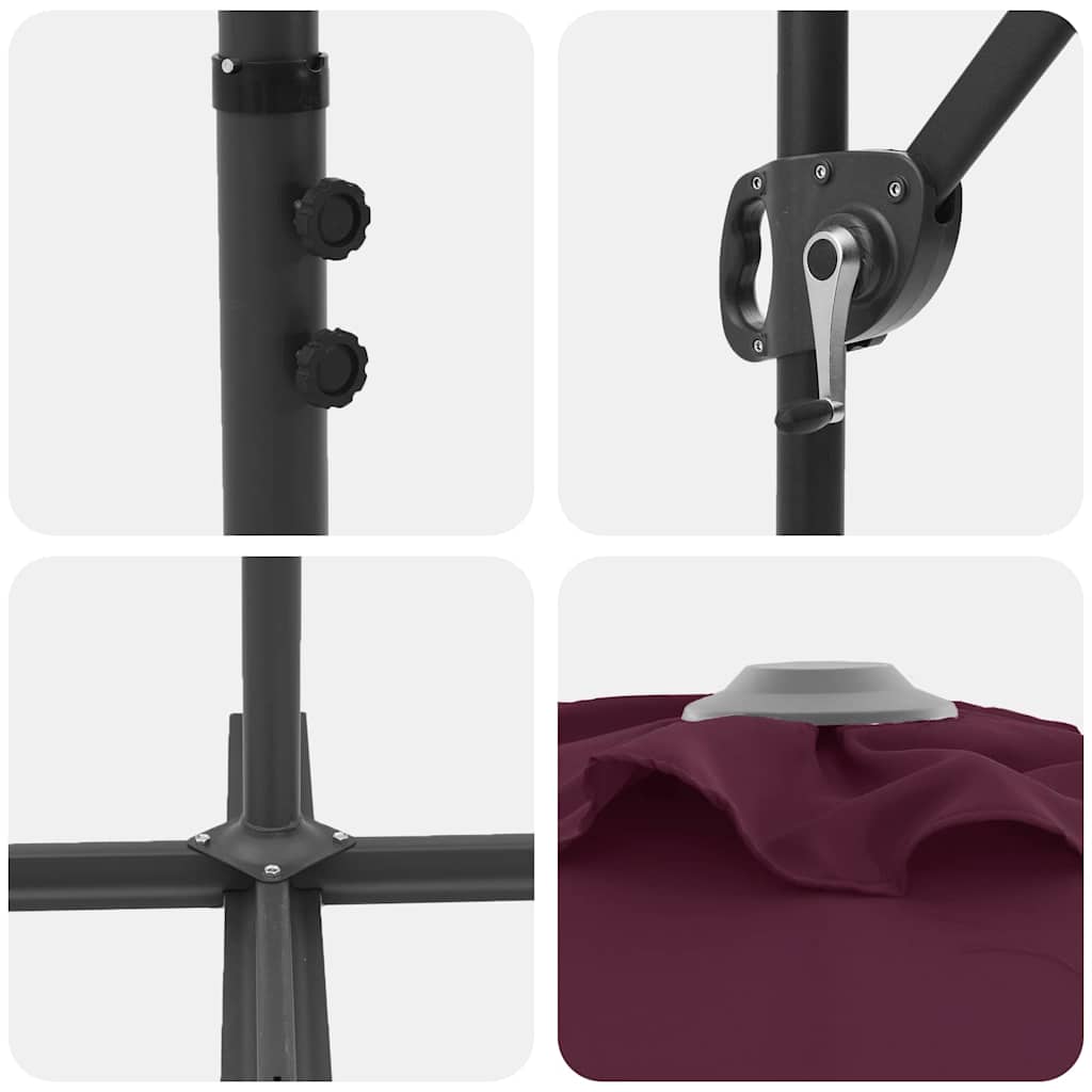 Garden Cantilever Parasol Bordeaux red 372 x 198 x 243 cm