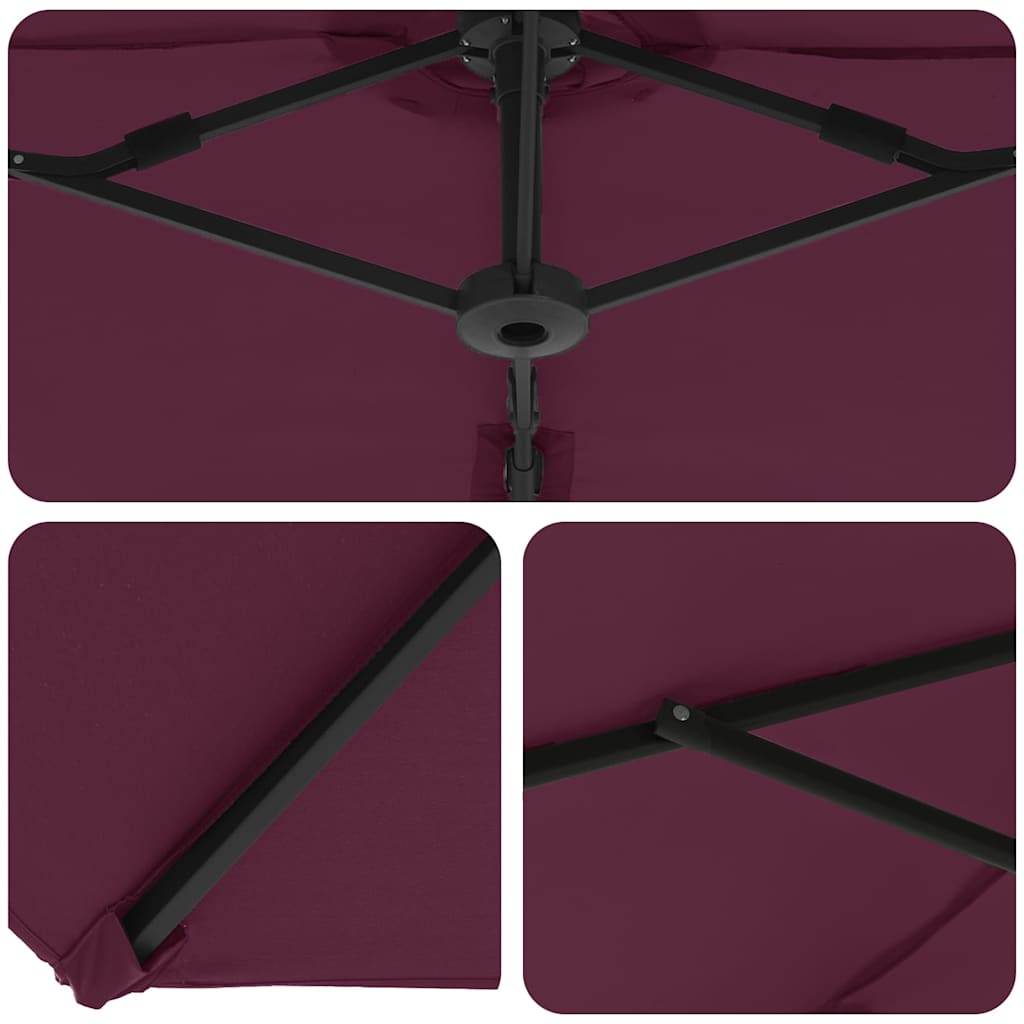 Garden Cantilever Parasol Bordeaux red 372 x 198 x 243 cm