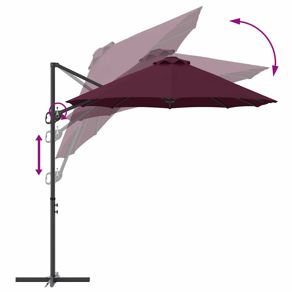 Garden Cantilever Parasol Bordeaux red 372 x 198 x 243 cm