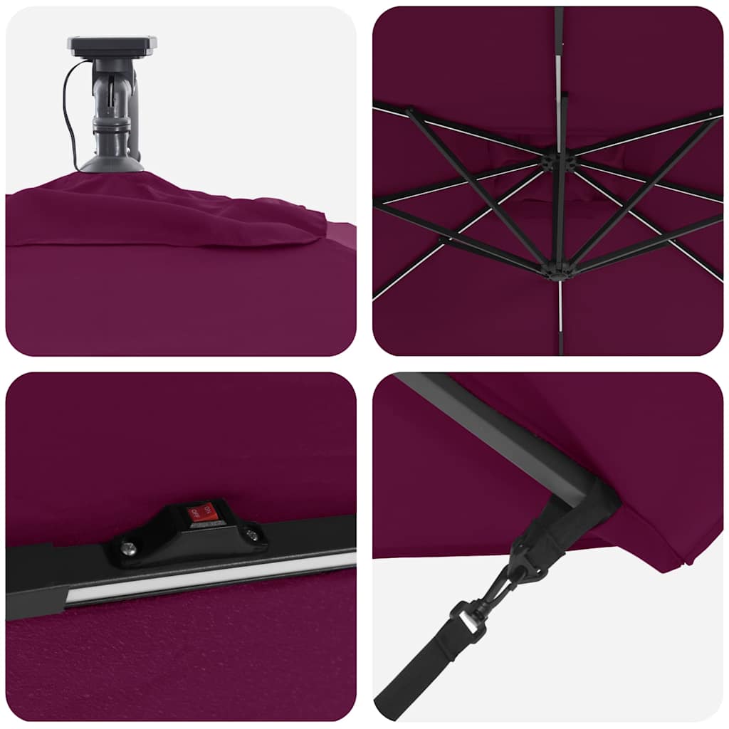 Cantilever Banana Parasol Bordeaux red 249 x 249 x 250 cm