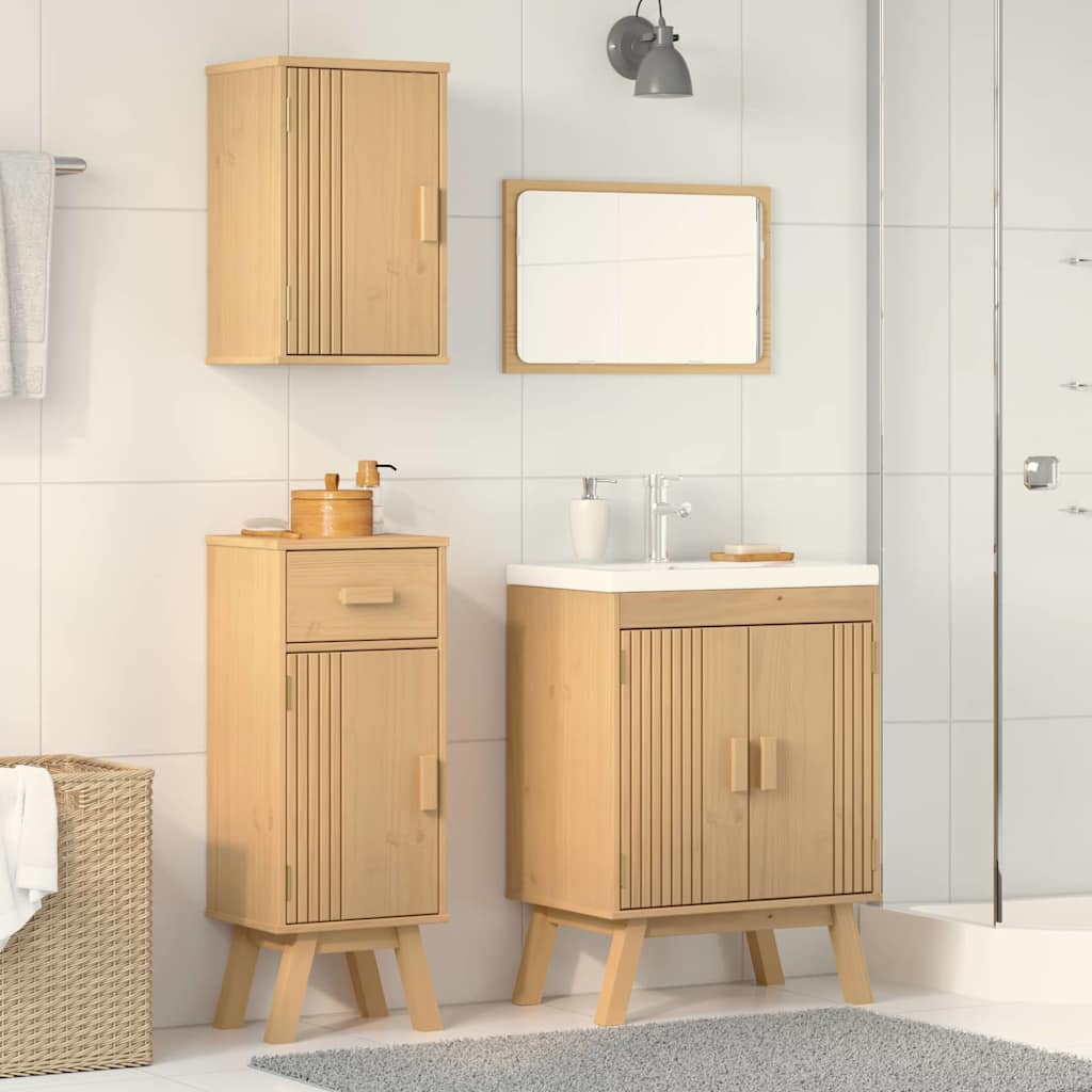 Bathroom Furniture Set with Door 3 pcs Brown 114 x 43 x 73.5 cm