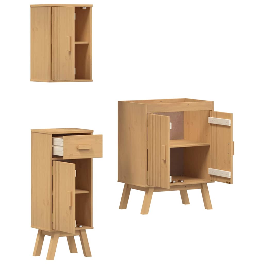 Bathroom Furniture Set with Door 3 pcs Brown 114 x 43 x 73.5 cm
