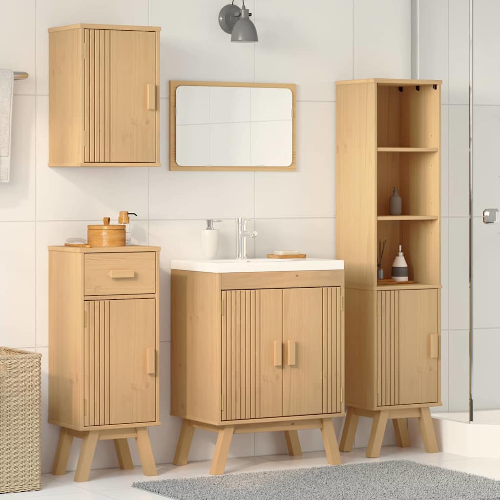 Bathroom Furniture Set with Door 4 pcs Brown 114 x 43 x 73.5 cm