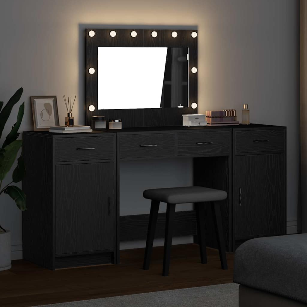 Dressing Table 3 pcs Black 40 x 41 x 75 cm Engineered wood