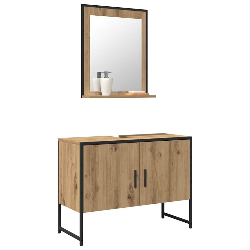 Bathroom Furniture Set with Storage 2 pcs Brown 80 x 33 x 60 cm