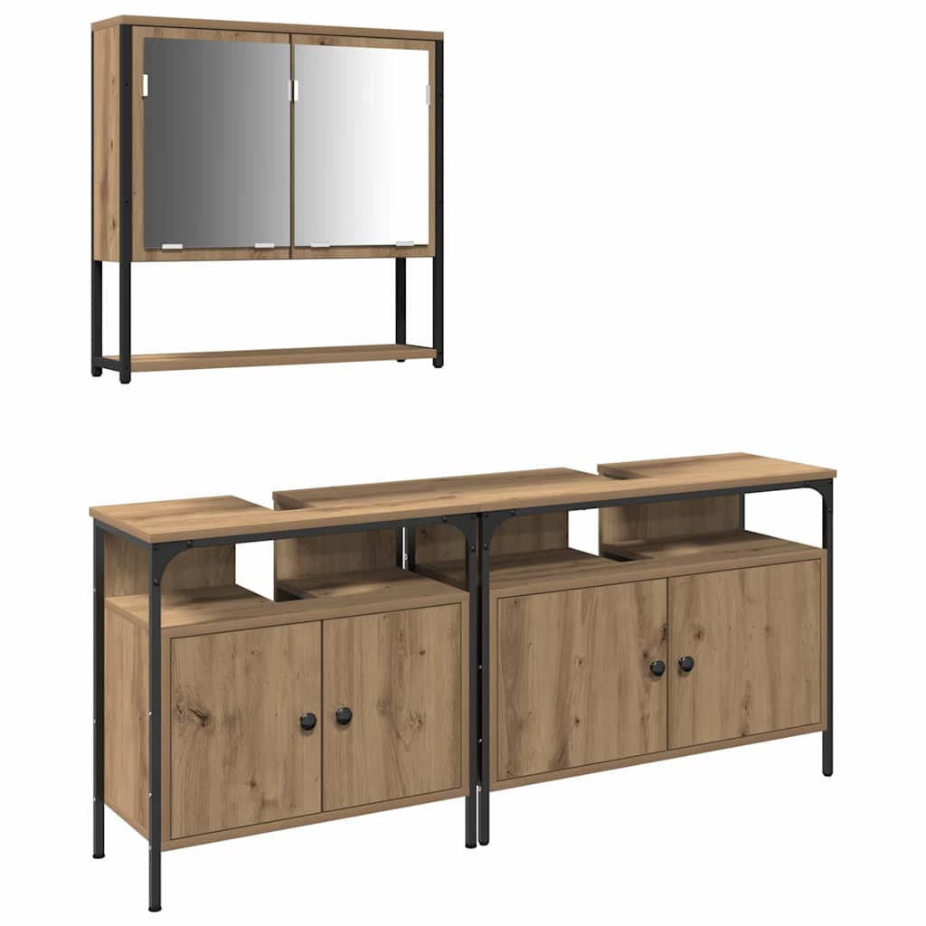 Bathroom Furniture Set with Storage 3 pcs Brown 80 x 30 x 60 cm