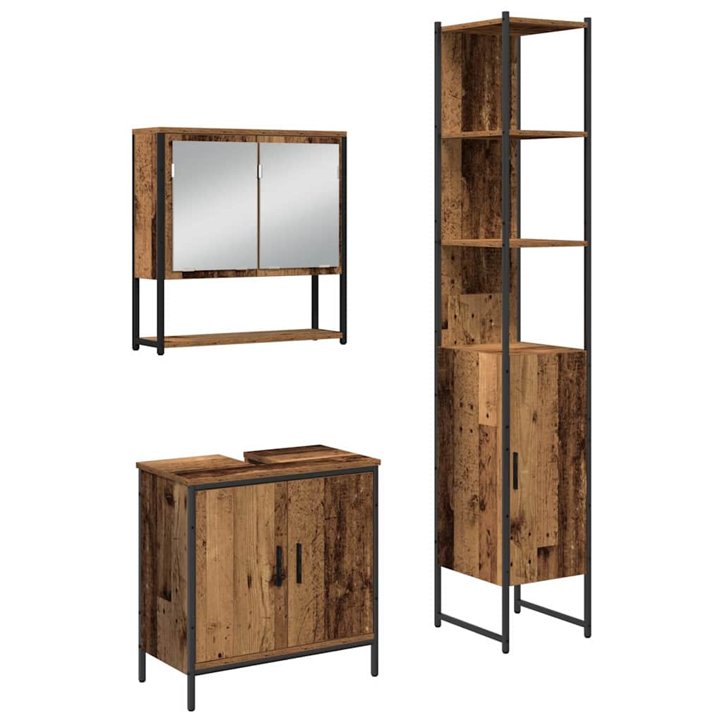 Bathroom Furniture Set with Door 3 pcs Brown 33 x 33 x 185.5 cm