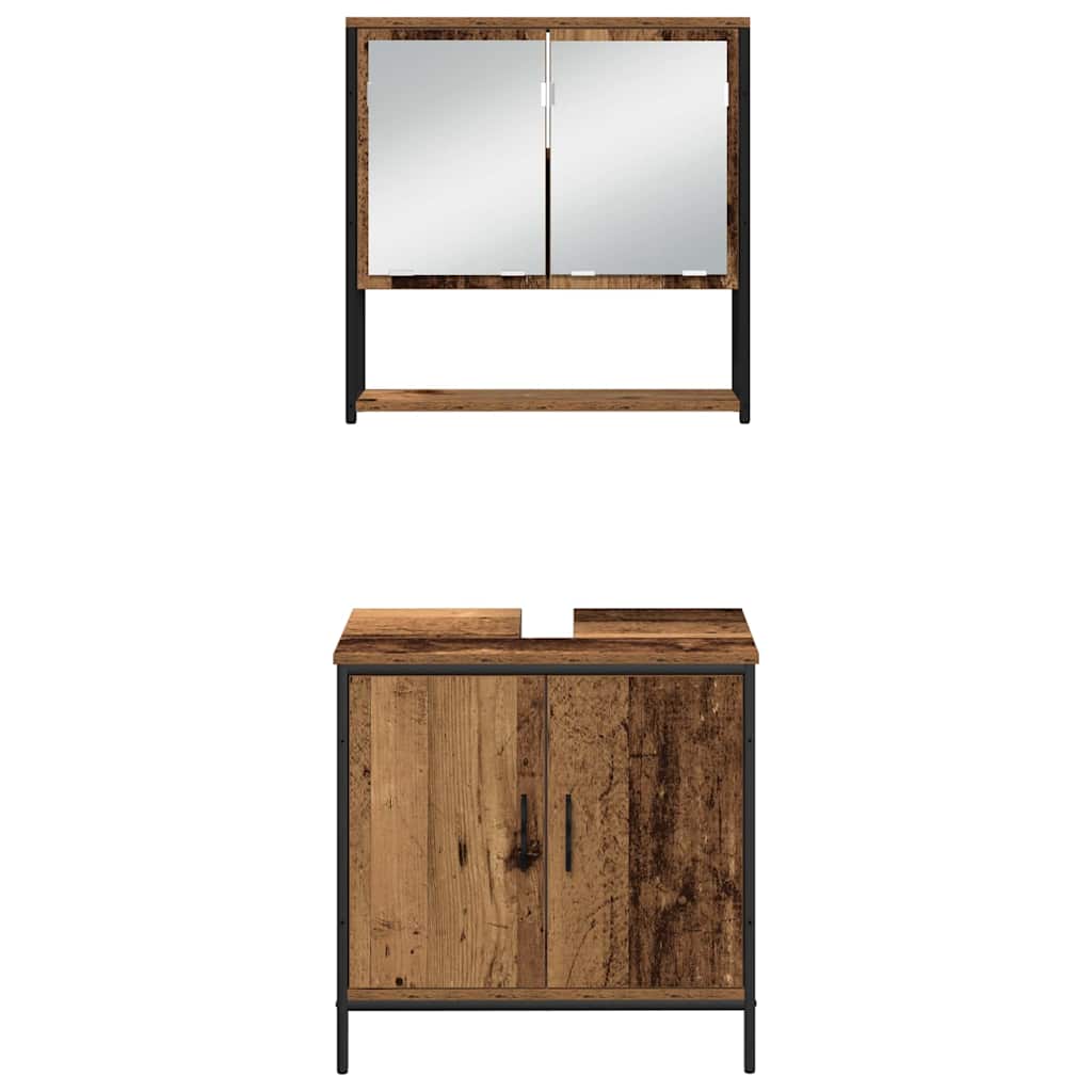 Bathroom Furniture Set with Door 3 pcs Brown 33 x 33 x 185.5 cm