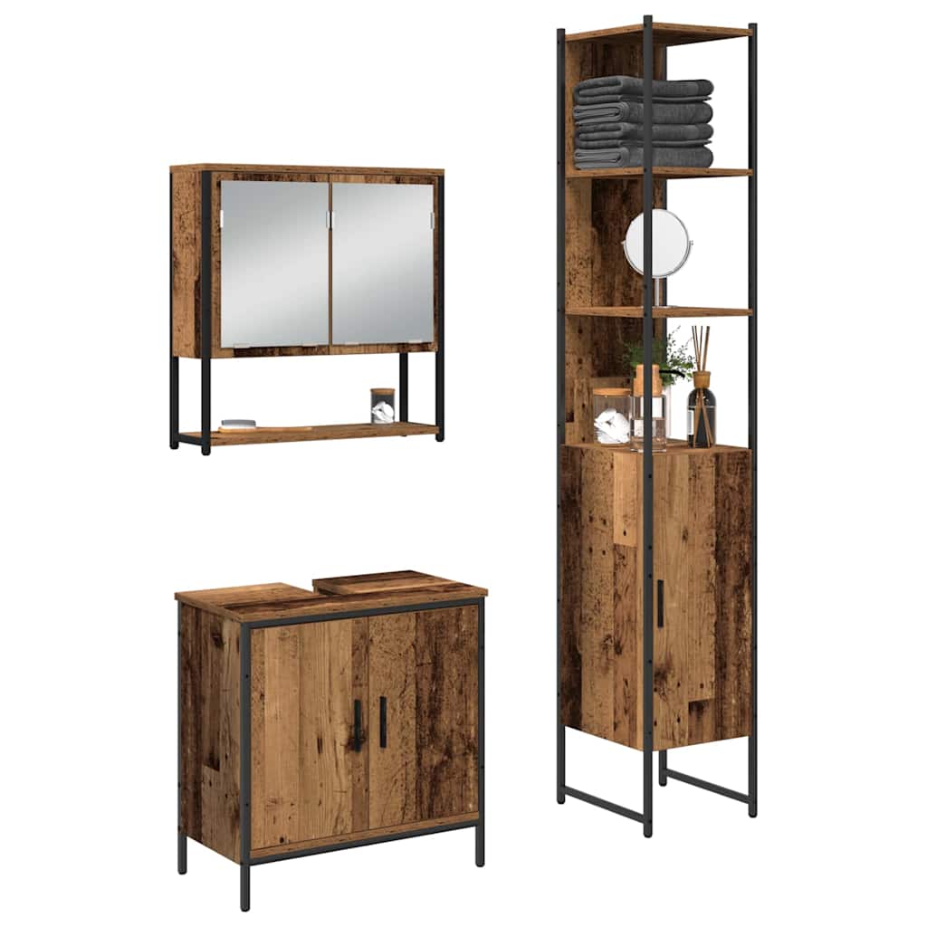 Bathroom Furniture Set with Door 3 pcs Brown 33 x 33 x 185.5 cm