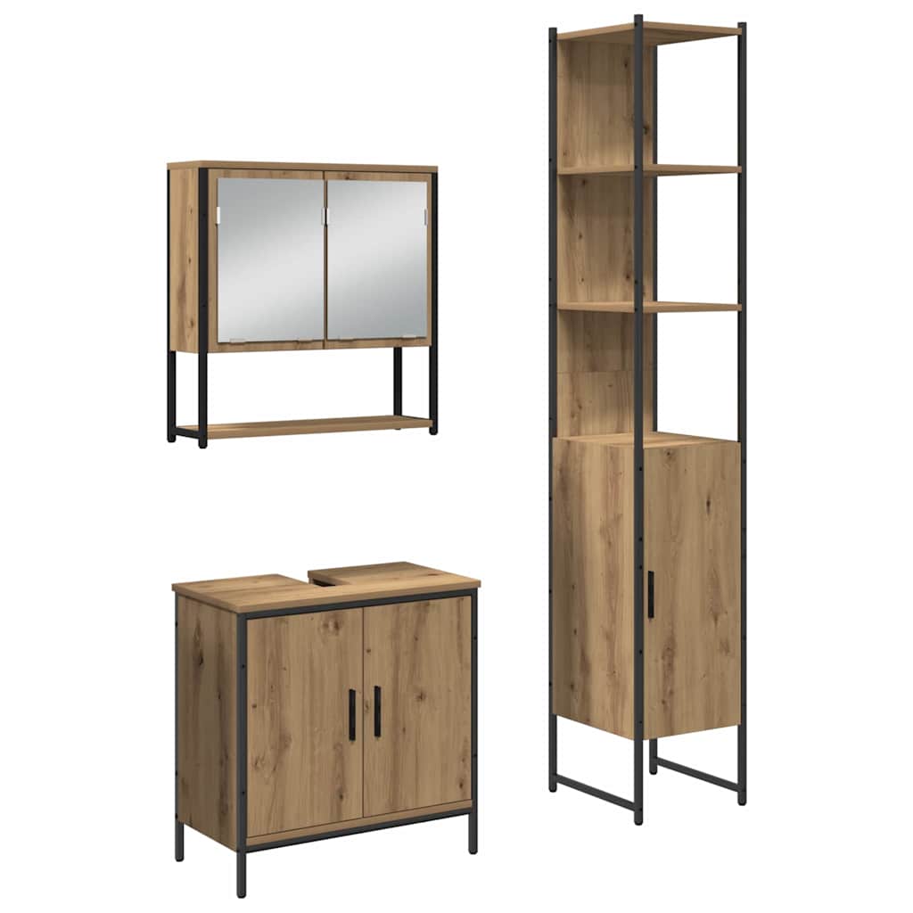 Bathroom Furniture Set with Door 3 pcs Brown 33 x 33 x 185.5 cm