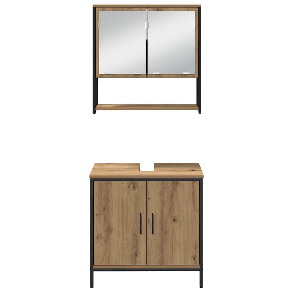 Bathroom Furniture Set with Door 3 pcs Brown 33 x 33 x 185.5 cm