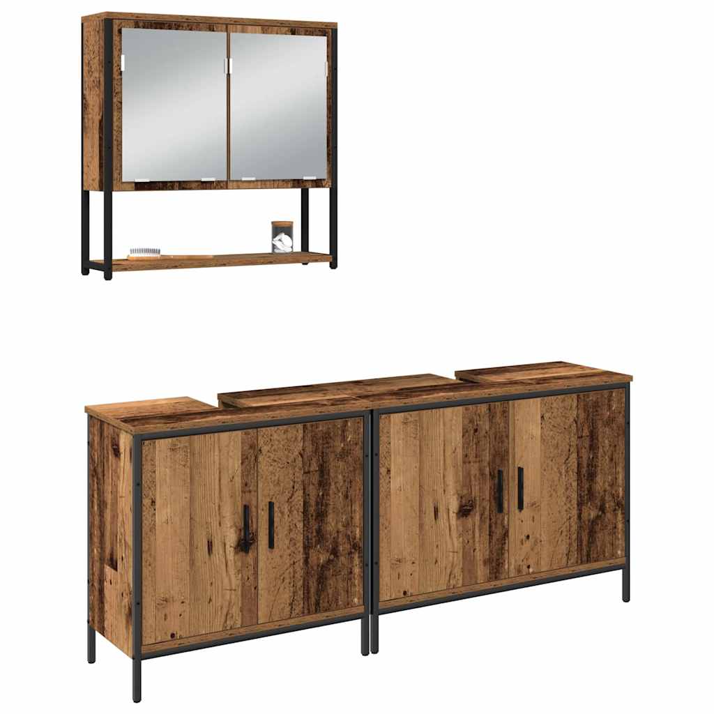 Bathroom Furniture Set with Storage 3 pcs Brown 80 x 30 x 44 cm