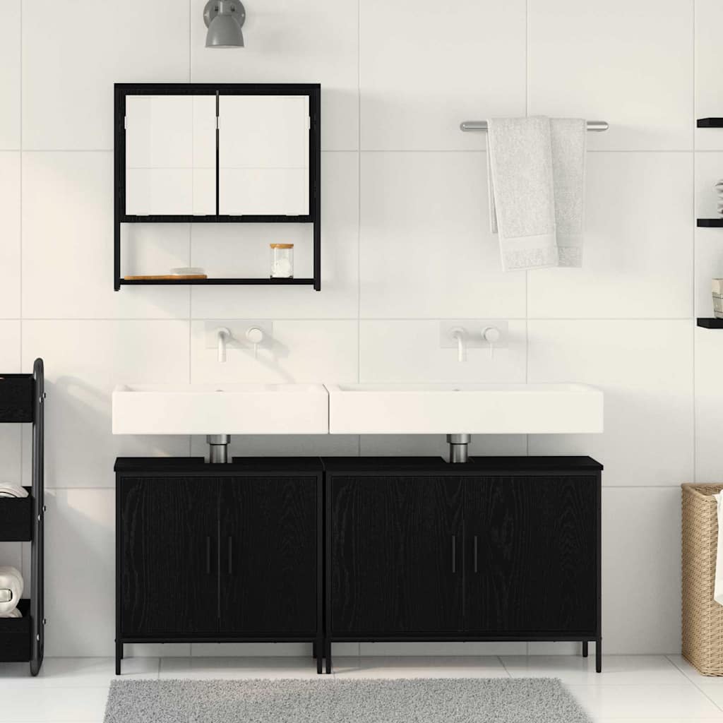 Bathroom Furniture Set with Storage 3 pcs Black 80 x 30 x 44 cm