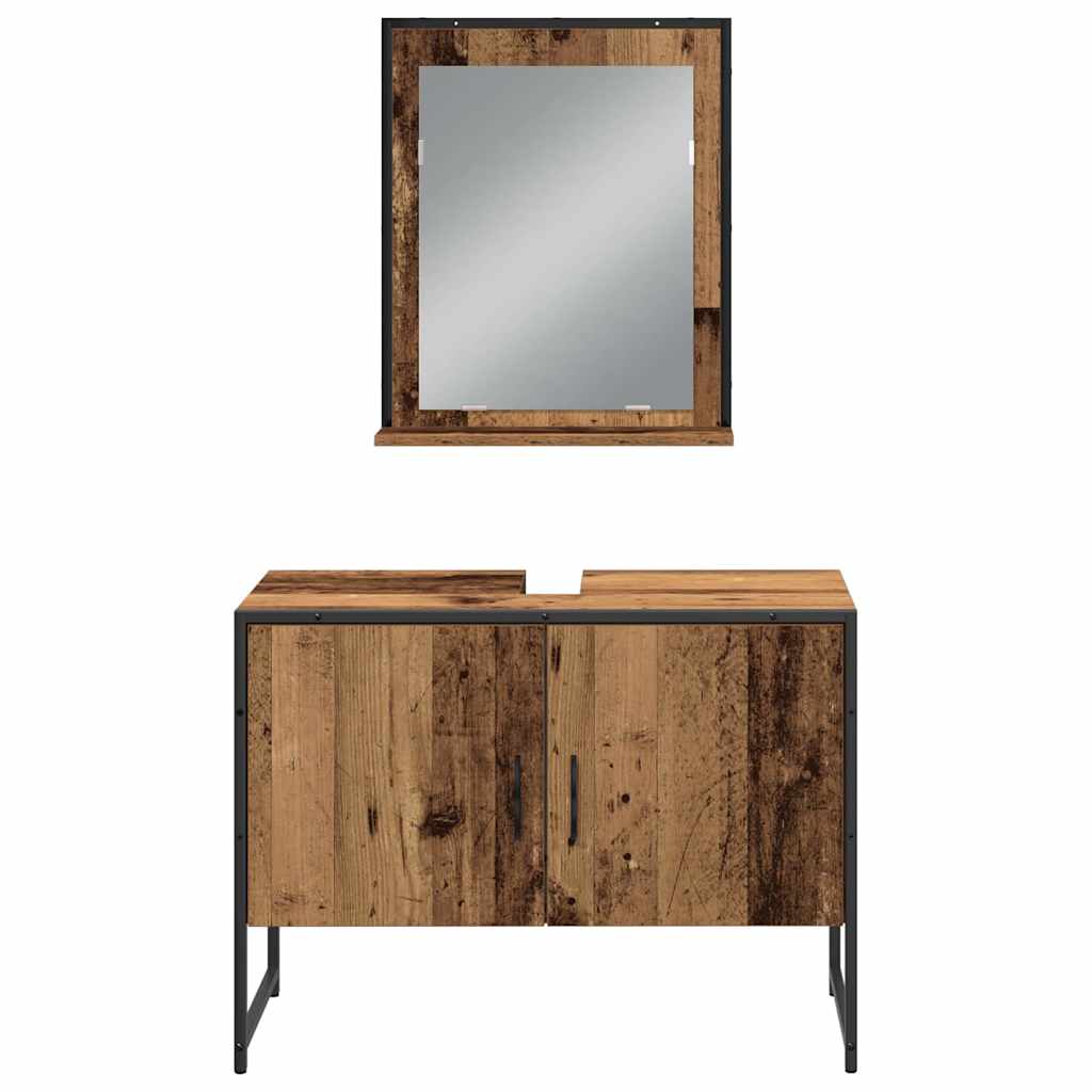 Bathroom Furniture Set with Door 3 pcs Brown 33 x 33 x 102.5 cm