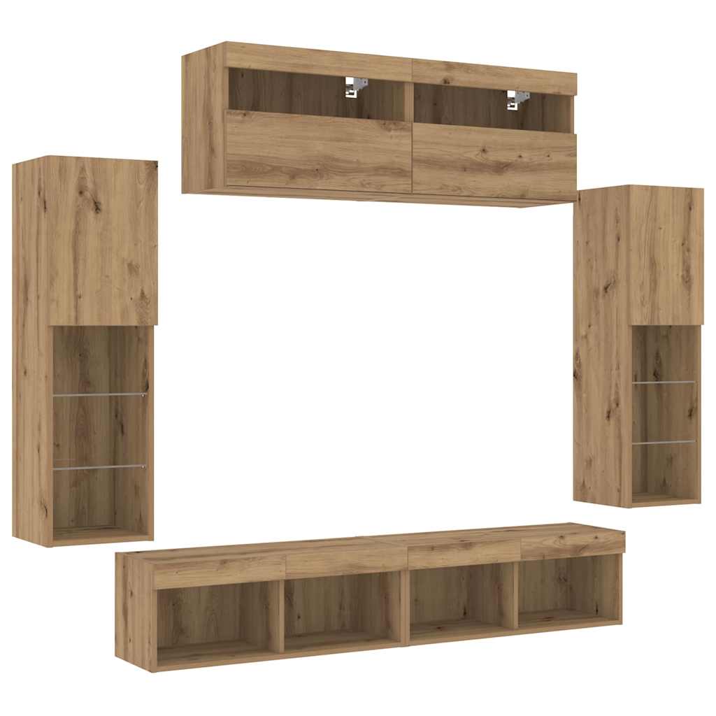 TV Cabinet Set Wall-mounted 6 pcs Artisan oak Engineered wood
