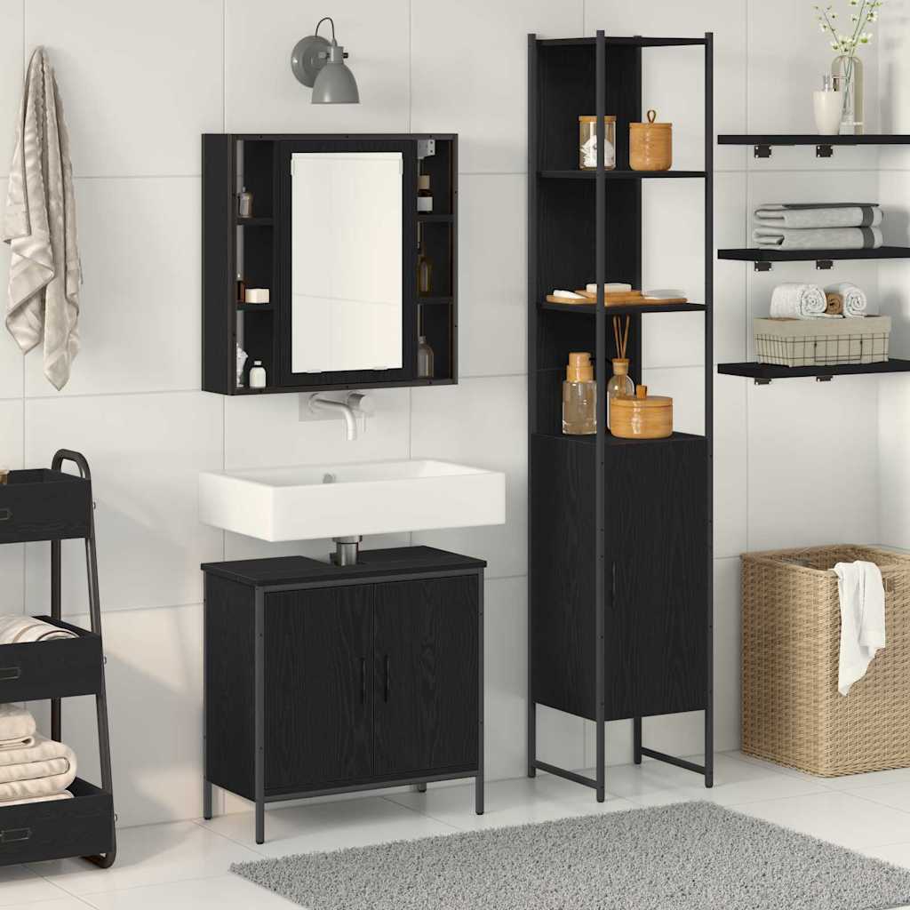 Bathroom Vanity Units Black 33 x 33 x 185.5 cm Engineered wood