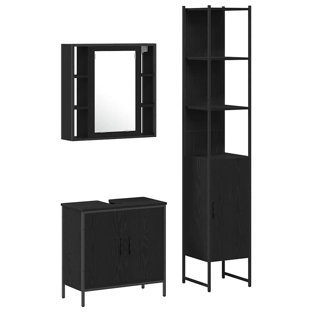 Bathroom Vanity Units Black 33 x 33 x 185.5 cm Engineered wood