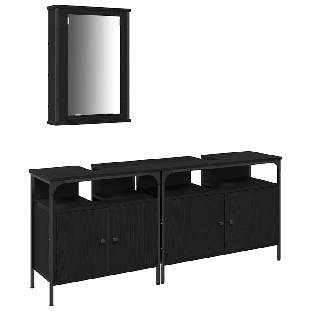Bathroom Vanity Units with Storage 3 pcs Black 80 x 30 x 60 cm