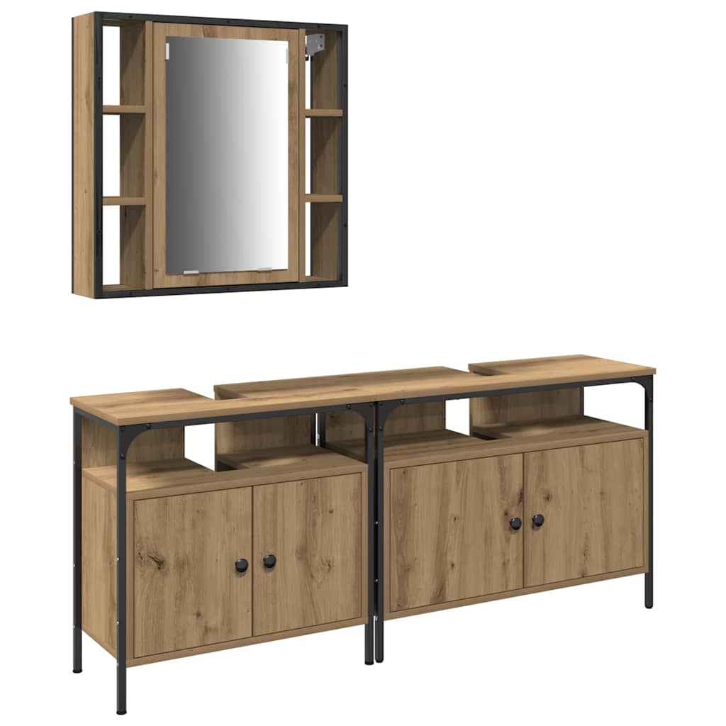 Bathroom Vanity Units with Shelf 3 pcs Brown 80 x 30 x 60 cm