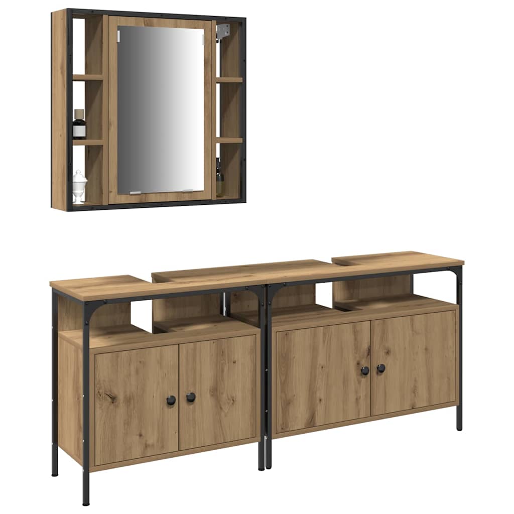 Bathroom Vanity Units with Shelf 3 pcs Brown 80 x 30 x 60 cm