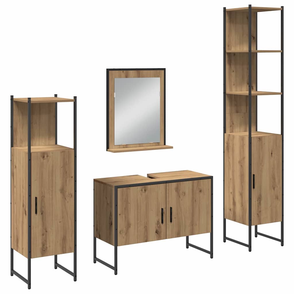 Bathroom Furniture Set with Door 4 pcs Brown 33 x 33 x 185.5 cm