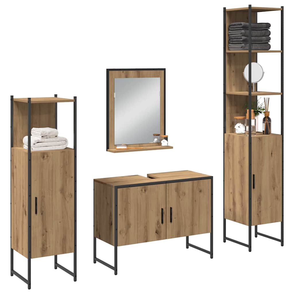 Bathroom Furniture Set with Door 4 pcs Brown 33 x 33 x 185.5 cm