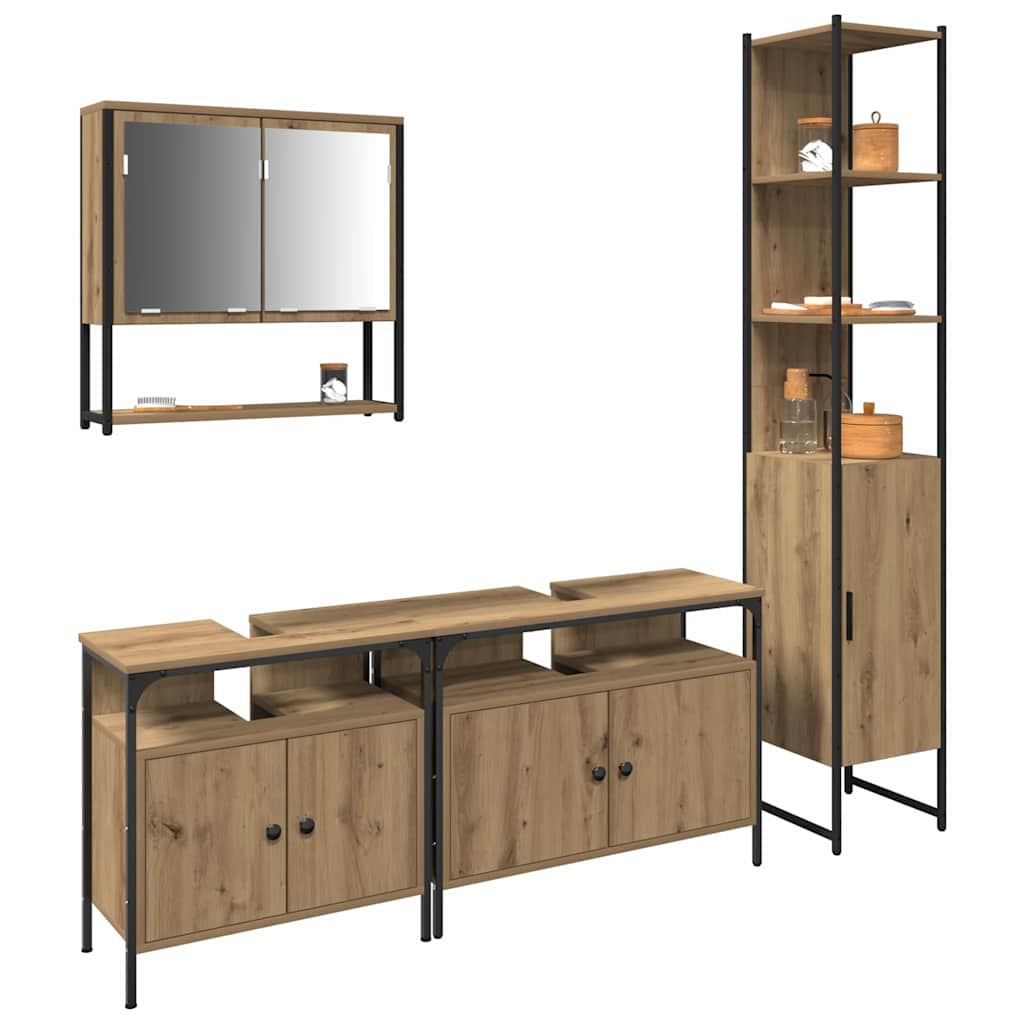 Bathroom Furniture Set 4 pcs Artisan oak 33 x 33 x 185.5 cm