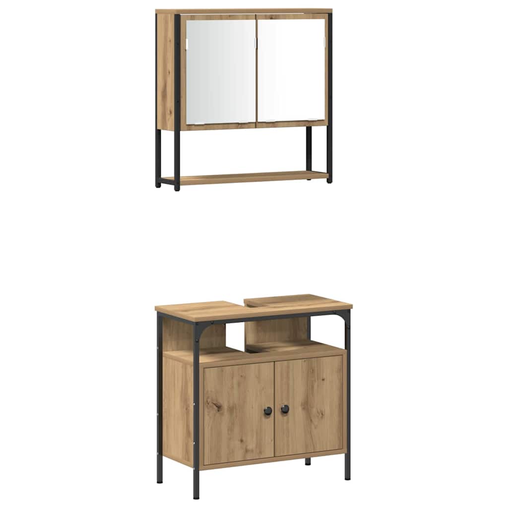 Bathroom Furniture Set 4 pcs Artisan oak 33 x 33 x 185.5 cm