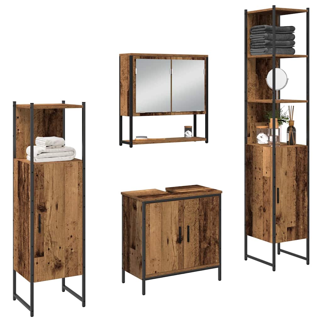 Bathroom Furniture Set with Door 4 pcs Brown 33 x 33 x 185.5 cm